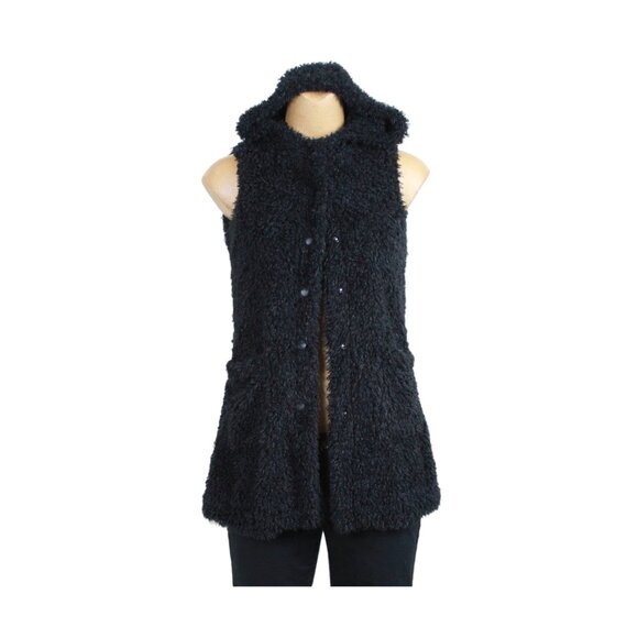 Black Fun Fur Hooded Vest - Picture 3 of 13